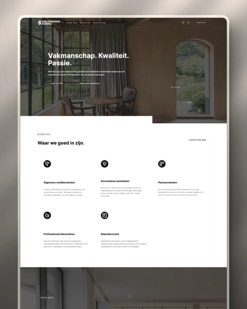 Bovenkant van de website van Schilderwerken Blondeel
