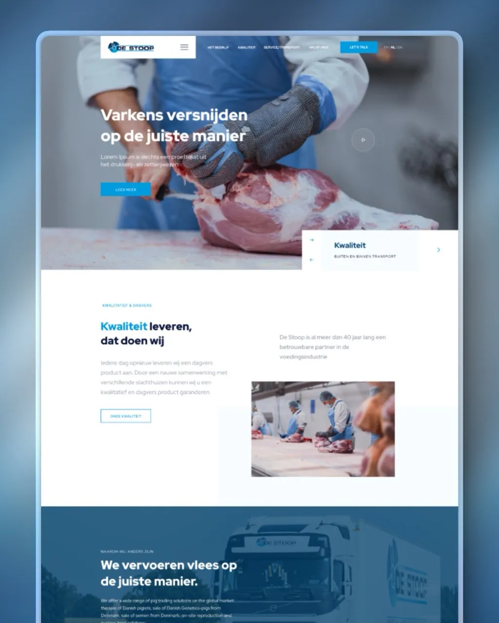 Bovenkant van de website van Varkensversnijderij Destoop